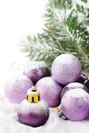 Full range of christmas shatterproof coloured baubles available at xmas direct in a variety of finishes such as shiny, matt or even decorate the baubles themselves and use them as wedding favours. Fir And Purple Christmas Baubles With Stock Image Colourbox