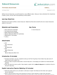 Educationdotcom Natural Resources Lesson Science Lesson Plans Science Lessons