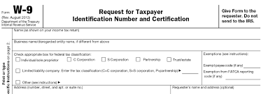 Form W 9 Request For Taxpayer Identification Number And Certificate