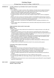 construction safety manager resume