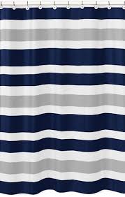 Modern White Navy And Gray Stripe Bathroom Fabric Bath Shower Curtain Striped Shower Curtains Boys Bathroom Blue Shower Curtains