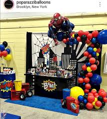 Superman Theme Birthday Party Dessert Table And Decor Spiderman Birthday Party Spiderman Birthday Party Decorations Spiderman Birthday