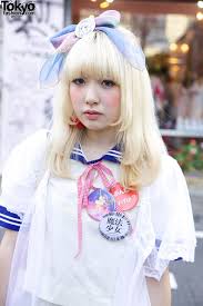 Similar to the ombre hair, asian hair with blonde highlights is another safe route to take for hair coloring newbies. Blonde Harajuku Girl In Sailor Top Negligee Rocking Horse Shoes Tokyo Fashion