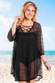 Black Bathing Suit Cover Up Plus Size Always For Me Crochet Lace Up Plus Size Cover Up Black 17031x B Black Plus Size Tunic Dress Plus Size Swimwear Plus Size Swimsuits