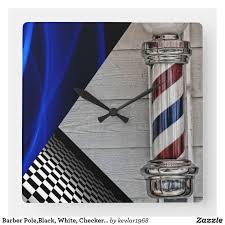 Black And White Barber Pole For Sale Barber Pole Black White Checkers Blue Abstract Square Wall Clock Zazzle Com Square Wall Clock Blue Abstract Barber Pole