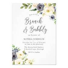 Navy White Flowers Brunch Bubbly Bridal Shower Invitation Zazzle Com Bubbly Bridal Shower Brunch Bubbly Bridal Shower Bridal Shower Invitations