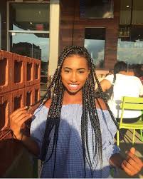 Black And Blue Box Braids On Light Skin Her Smile Her Braids Her Skin Her Lighting Her Slay Her Melanin Light Skin Girls Black Beauty Women Black Natural Hairstyles