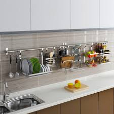 Smoothy welding around frames without. 304 Stainless Steel Kitchen Wall Mounted Dishes Seasoning Supplies Storage Rack Kitchen Accessories Storage Shopee Malaysia
