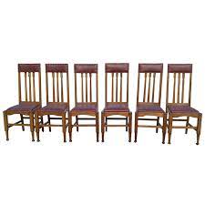 Make mealtimes more inviting with comfortable and attractive dining room and kitchen chairs. Eight Arts And Crafts Glasgow Style High Back Oak Dining Chairs With Leather Seats For Sale At 1stdibs