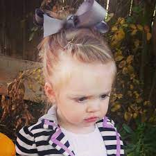 Bun With A Bow Hairstyles For Little Girls Toddler Hair Toddler Hairstyles Girl Baby Hairstyles