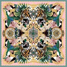 The Baroque Tiger Silk Scarf 90x90cm Emily Carter London