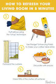 Follow These Five Easy Tips To Refresh Your Living Room Including Wiping Down Your Surfaces With Pled Useful Life Hacks Cleaning Hacks Household Cleaning Tips