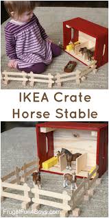 Ikea Hack Knagglig Wooden Crate Horse Stable For Toy Horses Frugal Fun For Boys And Girls Horse Stables Ikea Crates Toy Barn