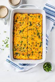 Egg substitute may be used in place of the eggs. Healthy Breakfast Casserole With Hash Browns Wellplated Com
