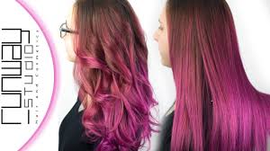 Red balayage on dark hair. Pink Balayage Ombre Hair Color Runway Studio Youtube