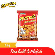 Very similar in flavour to squid, cuttlefish is a cheaper alternative and a very underutilised seafood when buying cuttlefish whole, look for slightly translucent flesh with iridescent patches on the skin. Carada Rice Ball Cuttlefish 68g Thailand Snack Halal S1 141049