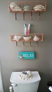 Turquoise And Coral Beach Theme Bathroom With Seashells Seashell Bathroom Beach Bathroom Decor Seashell Bathroom Decor