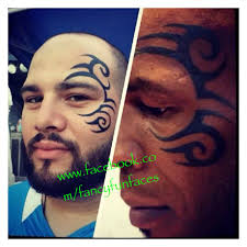 Replica Of Mike Tyson Face Tattoo Mike Tyson Face Tattoo Face Tattoo Portrait Tattoo