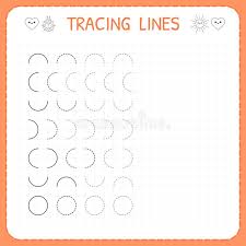 This free printable feature number tracing worksheets in vertical orientation. Tracing Lines Worksheet For Kids Basic Writing Working Pages For Children Preschool Or Kindergarten Worksheets Trace The Patt Stock Vector Illustration Of Practise Colorful 113829410