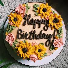 Butter Icing Birthday Cake Designs For Mother Sunflower Birthday Cake Sunflower Birthday Cakes Sunflower Cakes Cake Decorating Designs