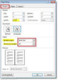 Use The Word 2010 Page Setup To Change The Layout Settings To Get Ready To Make A Booklet Microsoft Word 2010 Microsoft Office Word Words