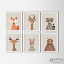 Woodland Tier Festgelegt Kunst Ausdrucke Kinderzimmer Decor Fuchs Tragen Waschbaren Hirsch Tier Kindergarten Abbildung Kunstdrucke Baum Creative Kinder Zimmer Kinderzimmer Kunst Und Kunst Fur Kinder