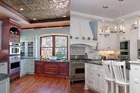 Brilliant unpainted pressed copper ceilings were added by the current owners in 2001. Verdigrised Copper Tin Ceiling Tin Ceiling Kitchen Kitchen Decor Sets Kitchen Ceiling Tile