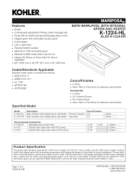 For whirlpool tub, you can find many ideas on the topic kohler, devonshire, whirlpool, tub, and many more on the internet. Kohler K 1224 Hl 0 K 1224 Hr 0 Specification Manualzz