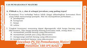 Jawaban Pg Uji Pemahaman Materi Halaman 188 Ips Kelas 7 Bab 3 Aktivitas Manusia Memenuhi Kebutuhan Youtube