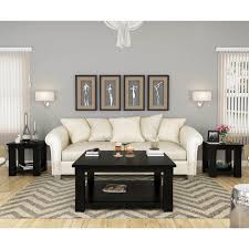 Typically coffee table sets consist of a coffee table and two end tables or a side black coffee table sets are a wonderful choice that works with almost every style of décor as are brushed nickel coffee table sets. Brimson Black Solid Wood 3 Piece Coffee Table Set