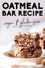 Healthy Vegan Oat Bar Recipe Gluten Free Recipe In 2020 Vegan Oat Bar Recipe Easy Oatmeal Bars Oatmeal Bars Recipes