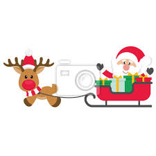 Traineau du pere noel a colorier traineau pere noel pere. Vecteur De Cerf De Noel Dessin Anime Avec Vecteur De Traineau Peintures Murales Tableaux Hippie Traineau Noel Myloview Fr