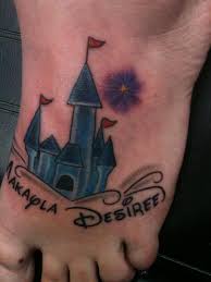 Check spelling or type a new query. Blue Ink Disney Castle Tattoo On Left Foot