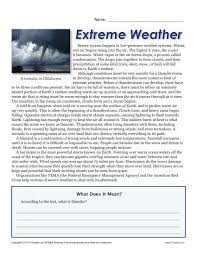 Sixth Grade Reading Comprehension Worksheet Extreme Weather Sixth Grade Reading Reading Comprehension Worksheets Reading Comprehension