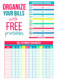 printable bill organizer spreadsheet awesome monthly bills