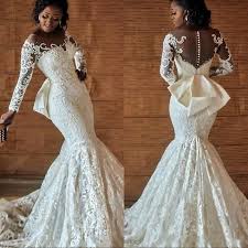 If you're looking for a mermaid wedding dress, we'll help you find a gorgeous gown, at an amazing › »| about preownedweddingdresses.com. Modest African Mermaid Lace Wedding Dress 2020 Black Girl Women Long Sleeve Wedding Gowns With Big Bow Button Back Bride Dress Wedding Dresses Aliexpress
