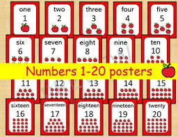 20 Printable Numbers Posters Happy Apple Numbers 1 20 Wall Charts Classroom