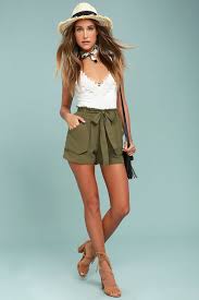 Moon River Acadia Olive Green Shorts Olive Green Shorts Green Shorts Outfit High Waisted Shorts Outfit