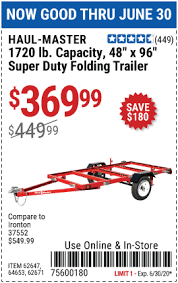 Now, for example, several haul master transfer wagons can be connected to each other. Haul Master 1720 Lb Capacity 48 In X 96 In Super Duty Folding Trailer For 369 99 Harbor Freight Tools Haul Trailer