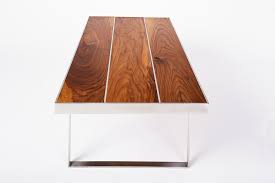 As far as seating is concerned, use dining benches with backs for a modern feel, or place chairs around the table for a traditional look. Modern Solid Walnut Stainless Steel Frame Coffee Table Living Edge Handcrafted Furnishings