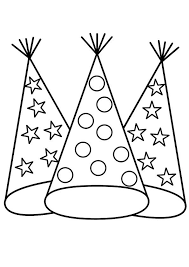 Birthday Party Hat Clipart Black And White New Year Party Hat Color It Activity Karneval Cirkus