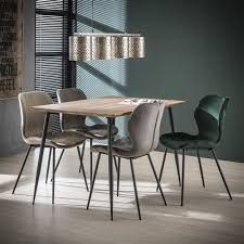 A grand centerpiece, the rectangular table is handsomely finished and enriched by tapered legs and mirror insert top and edges. Velvet Dining Chair Golf Champagne Available At Furnwise Furnwise