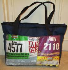 Bird In Hand Half Marathon 2019 Finish Line Tote Bag Custom Made From Race Bibs And Other Flat Race Memorabilia Holds Up To 12 Race Bibs Or A Combination Of Bibs A Custom Bags Tote Bag Bags