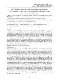 Plants face a constant variety of fungal, bacterial and viral stresses, leading to a loss in productivity. Do Farmers Not Widely Adopt Environmentally Friendly Technologies Lesson From Integrated Pest Management Ipm Ruslan Rainis And Muhammad Humayun Kabir Academia Edu