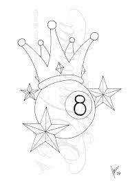 Black Outline Eight Ball With Nautical Stars And Crown Tattoo Stencil Tattoo Stencils Tattoo Stencils Outline Tattoo Stencils Outline Design