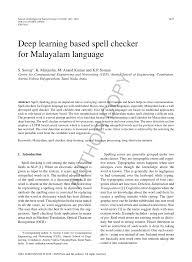 Pdf Deep Learning Based Spell Checker For Malayalam Language