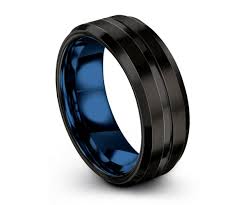 Men's wedding bands & rings. Mens Wedding Band Blue Mens Ring Black Wedding Ring Engagement Ring Tungsten Promise Ring Rings For Men Rings For Women