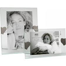 Envoi de l'image en cours : Cadre Photo Deknudt S59zd4 Verre Avec Coeurs Argentes