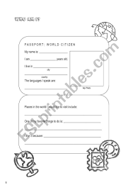 Open the template in our online editing tool. English Worksheets Who Am I World Citizen Passport