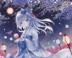 Maybe you would like to learn more about one of these? Origami Japanese Kimono Artwork Anime Girls Crying Grey Hair Flowers Kimono Blue Eyes Long Hair Anime Women Flower In Hair Fantasy Girl Walldevil